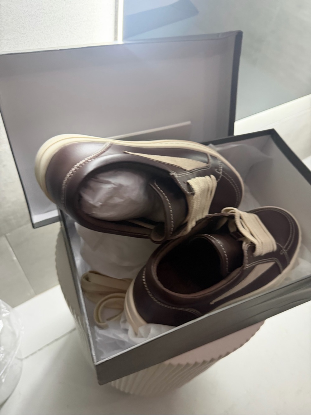Men's Brown and Cream Casual Sneakers